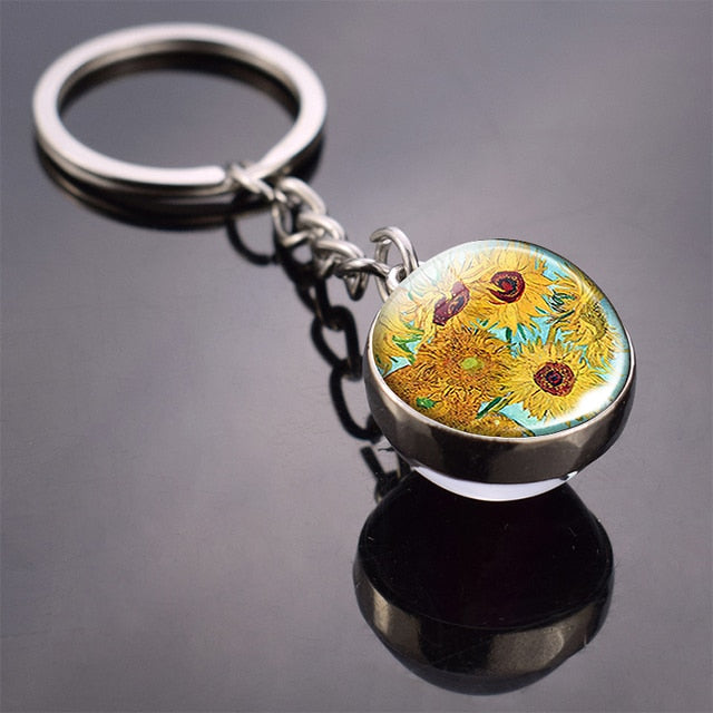 Art Glass Ball Keychain