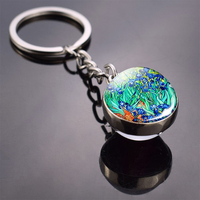 Art Glass Ball Keychain