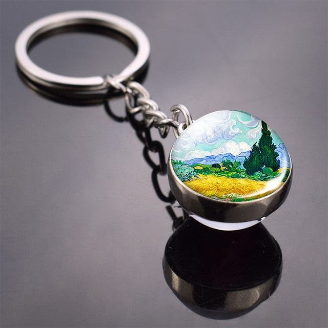 Art Glass Ball Keychain