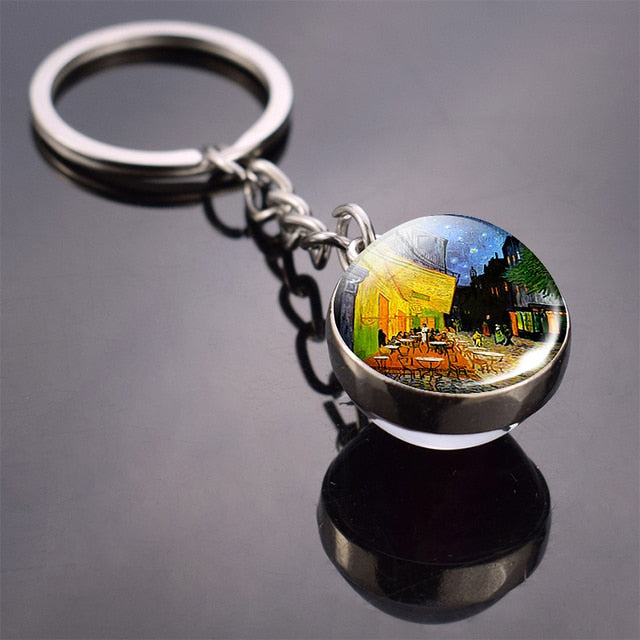 Art Glass Ball Keychain