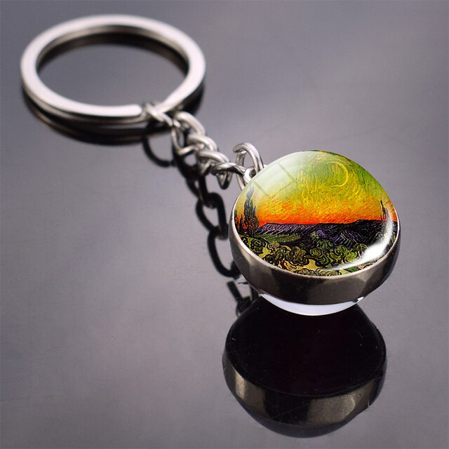 Art Glass Ball Keychain