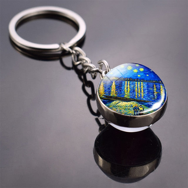 Art Glass Ball Keychain