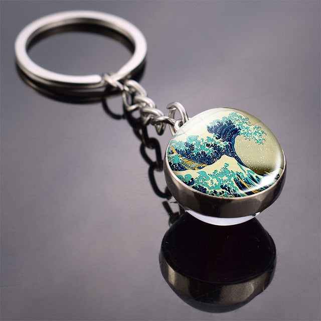 Art Glass Ball Keychain