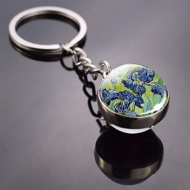 Art Glass Ball Keychain