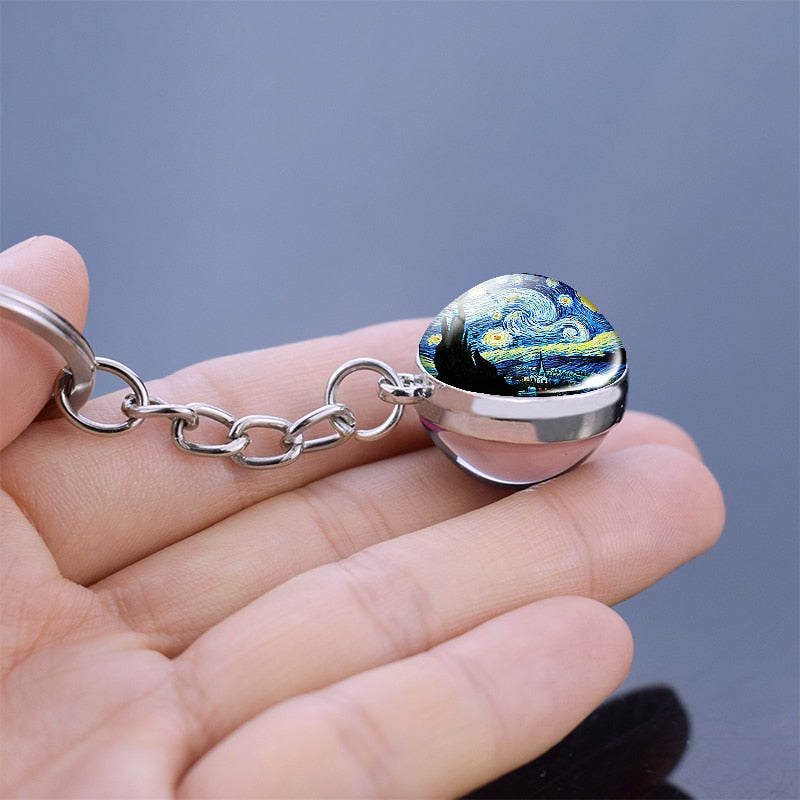 Art Glass Ball Keychain