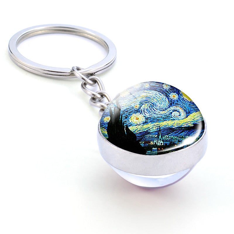 Art Glass Ball Keychain